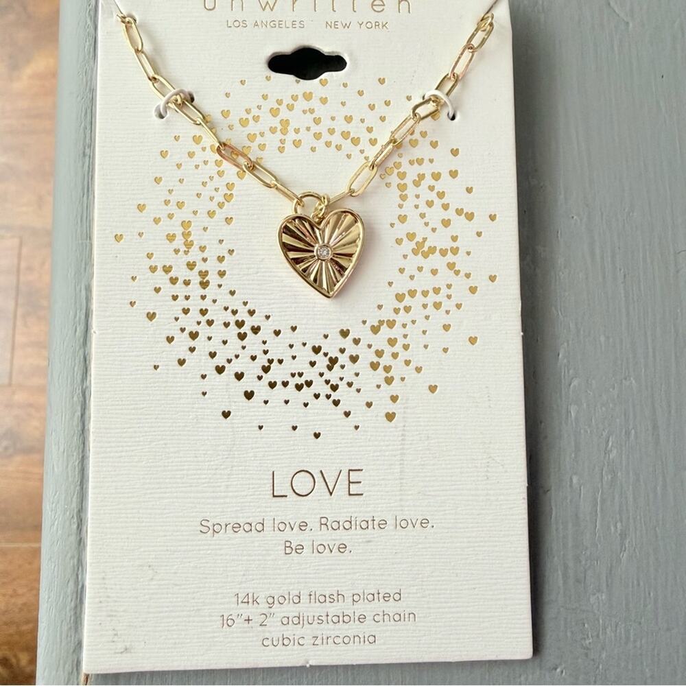 Unwritten Spread Love Radiate Love Be Love 14K Gold Plated Necklace NEW